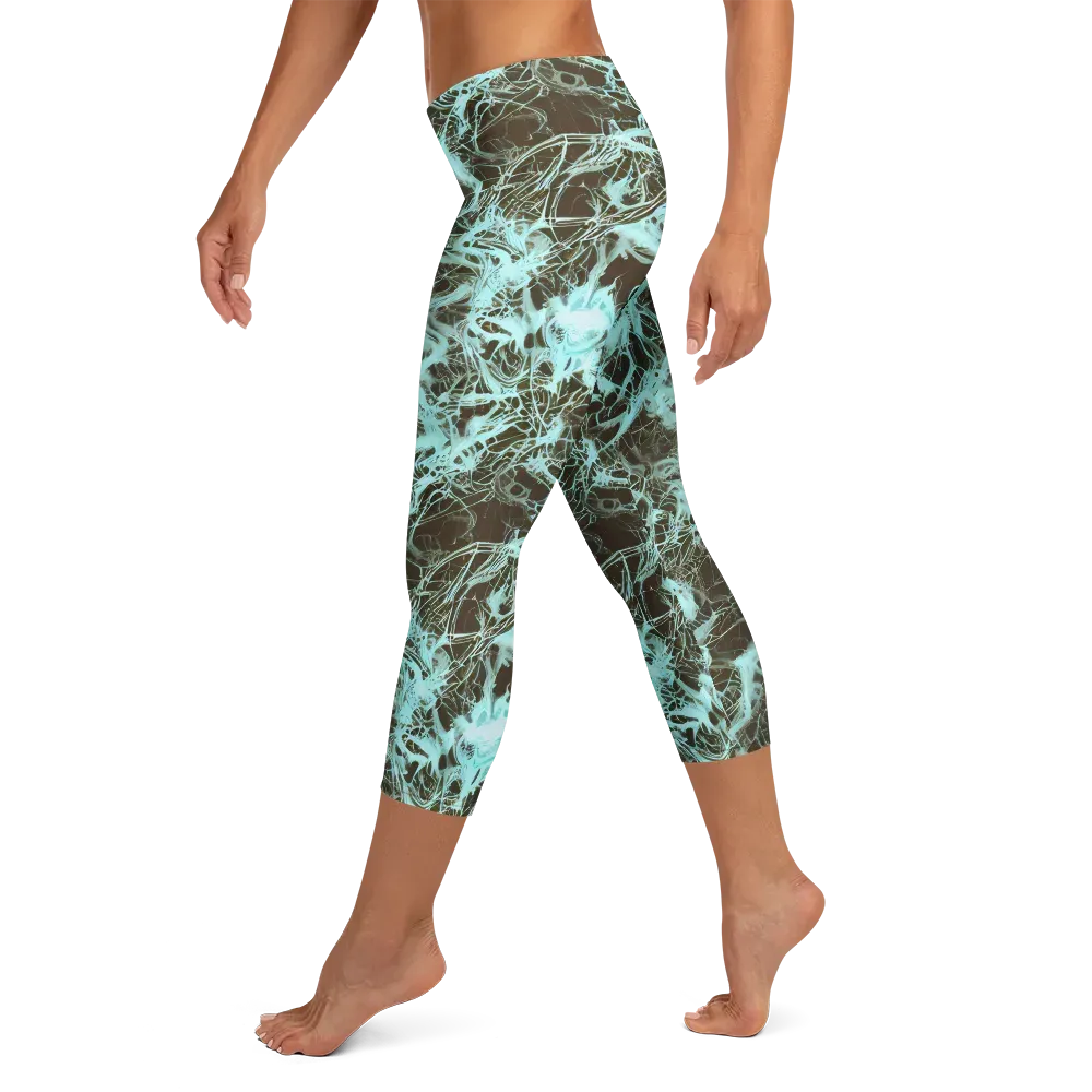 Aqua Vein on Capri Leggings — Left