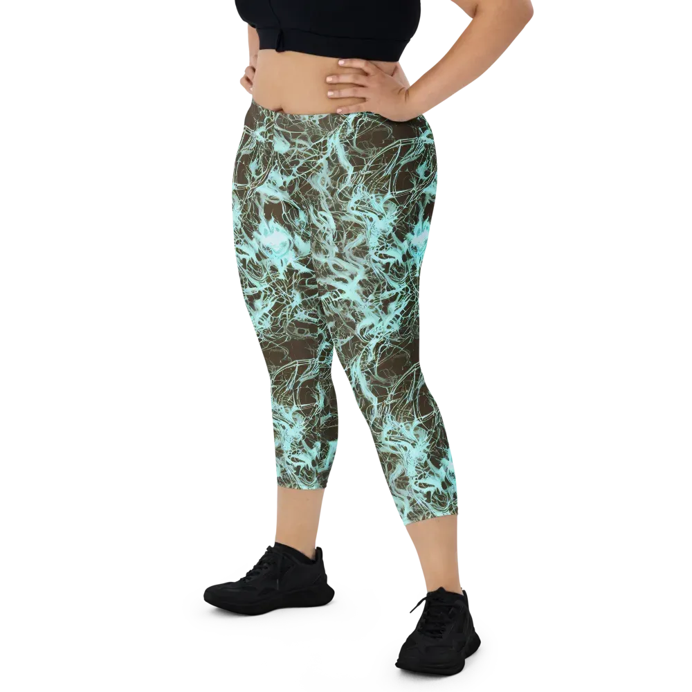 Aqua Vein on Capri Leggings — Front