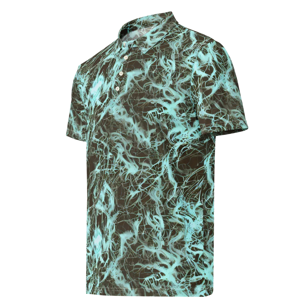 Aqua Vein on Men's Slim Fit Polo Shirt — Left Front