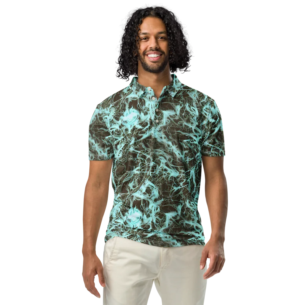 Aqua Vein on Men's Slim Fit Polo Shirt — Front
