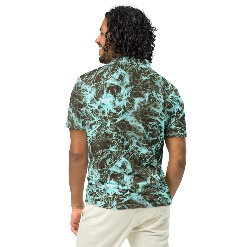 Aqua Vein on Men's Slim Fit Polo Shirt — Back