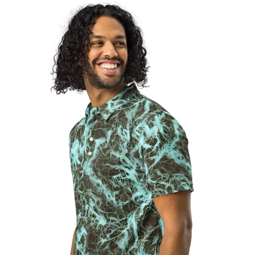 Aqua Vein on a Men's Slim Fit Polo Shirt