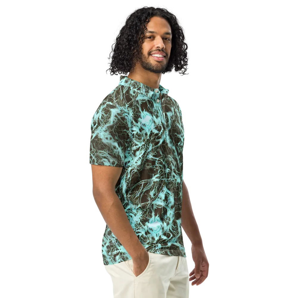 Aqua Vein on Men's Slim Fit Polo Shirt — Right Front