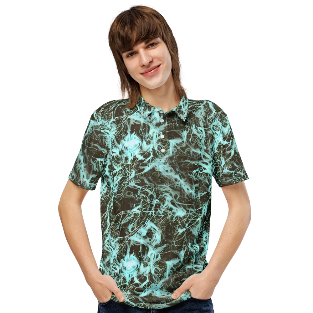 Aqua Vein on Men's Slim Fit Polo Shirt — Front
