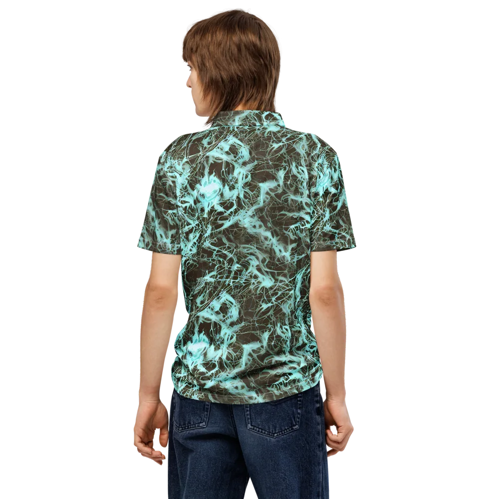 Aqua Vein on Men's Slim Fit Polo Shirt — Back