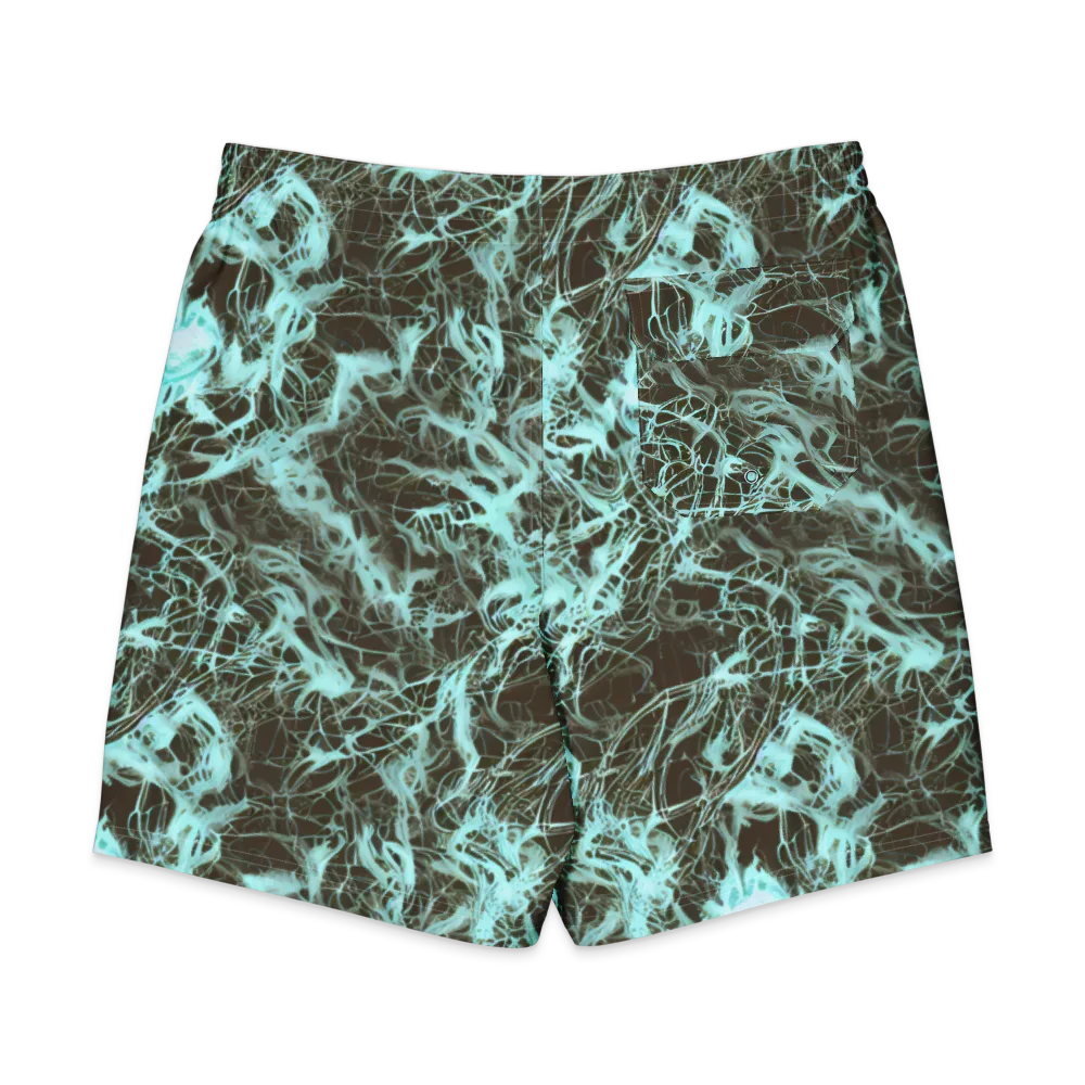 Aqua Vein on Men's Board Shorts — Back