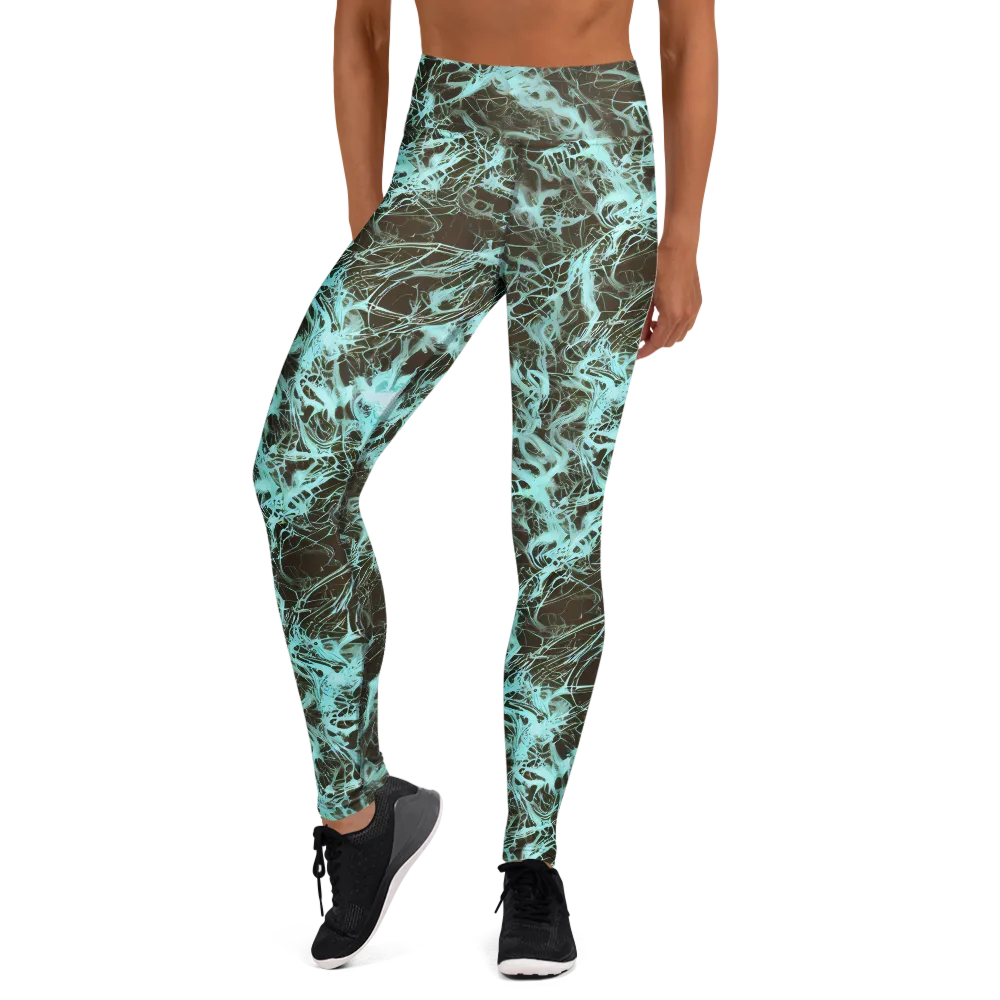 Aqua Vein on Yoga Leggings — Front