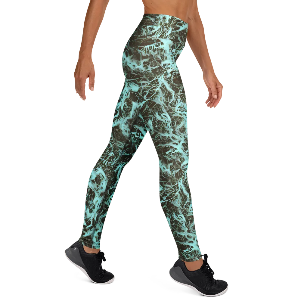 Aqua Vein on Yoga Leggings — Right