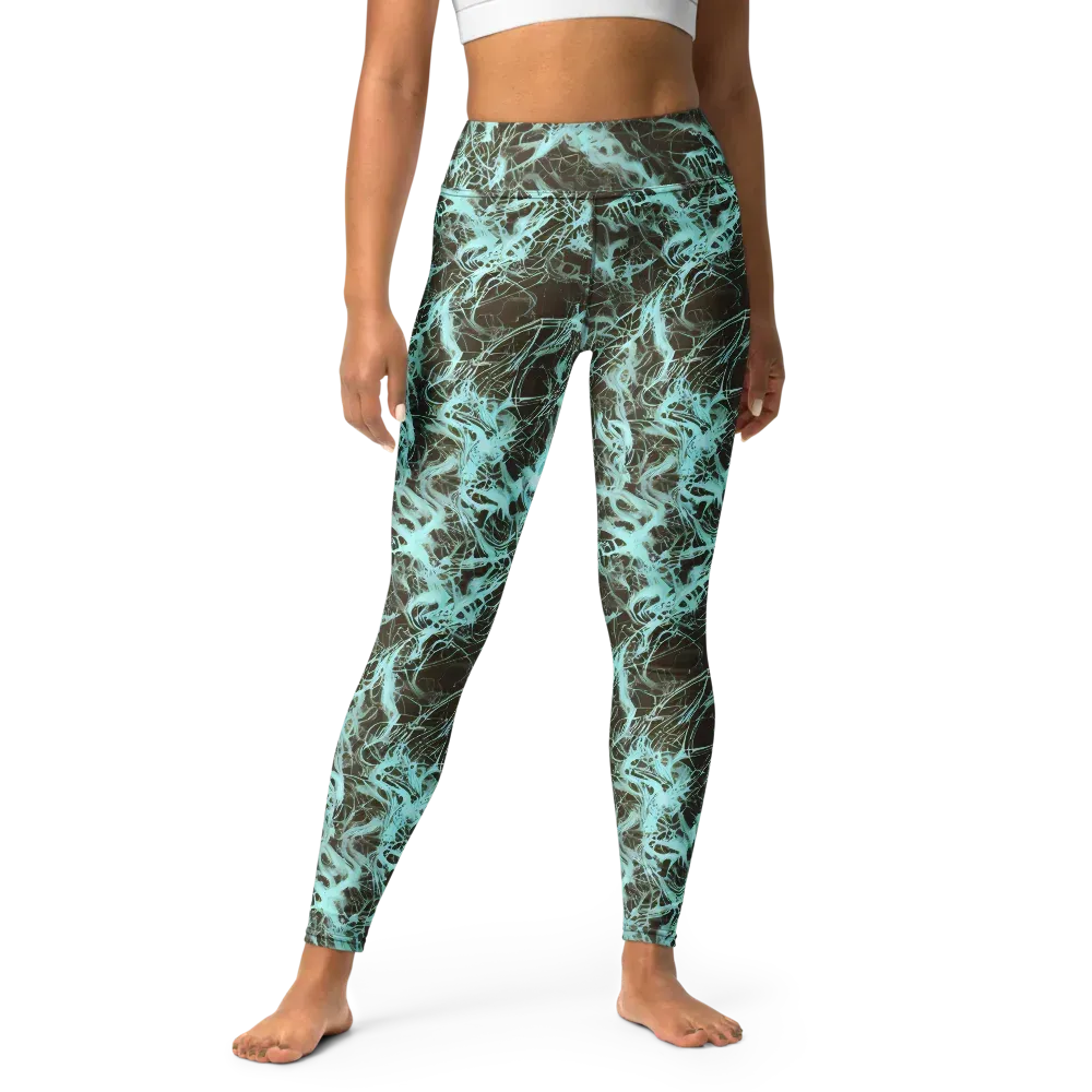 Aqua Vein on Yoga Leggings — Front