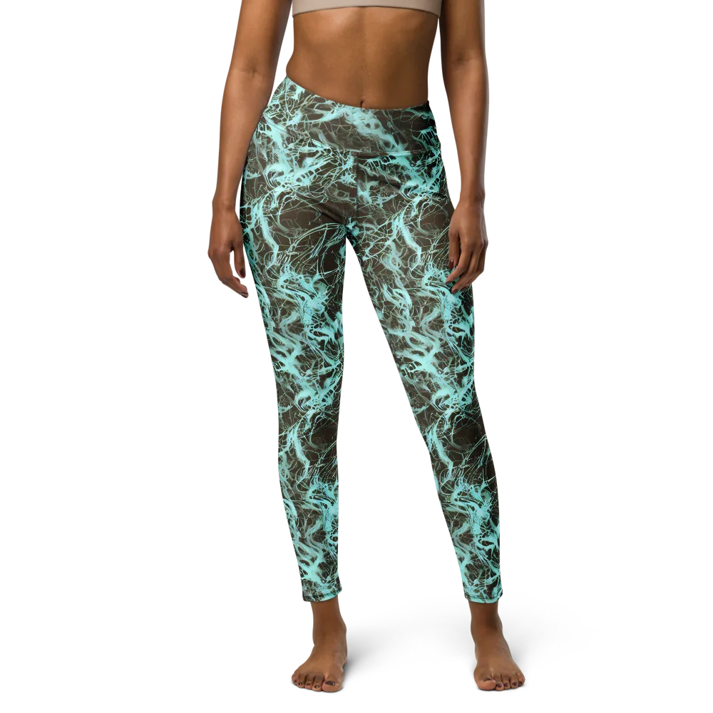 Aqua Vein on Yoga Leggings — Front