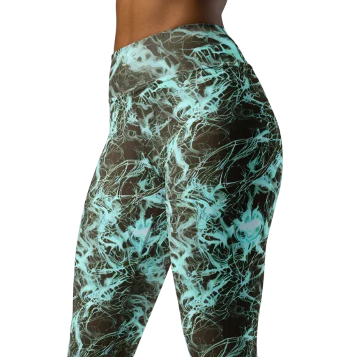 Aqua Vein on a Yoga Leggings
