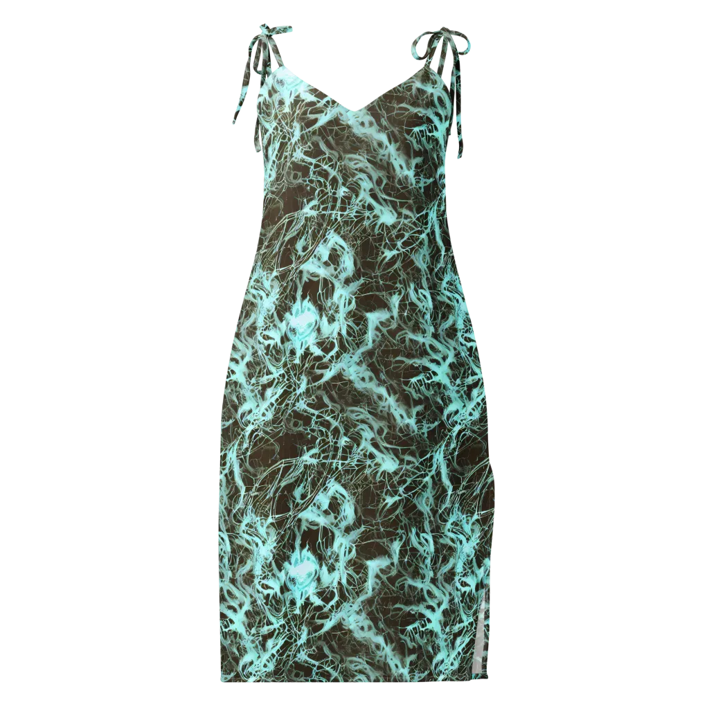Aqua Vein on Slip Dress — Front