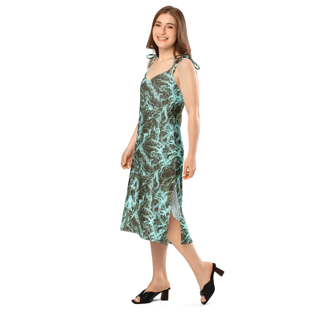 Aqua Vein on Slip Dress — Left Front