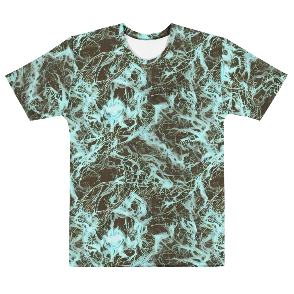 Aqua Vein on Men's Cotton Crew Neck T-Shirt — Front