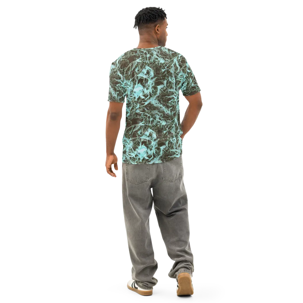 Aqua Vein on Men's Cotton Crew Neck T-Shirt — Back