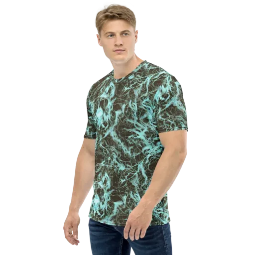 Aqua Vein on a Men's Crew Neck T-Shirt