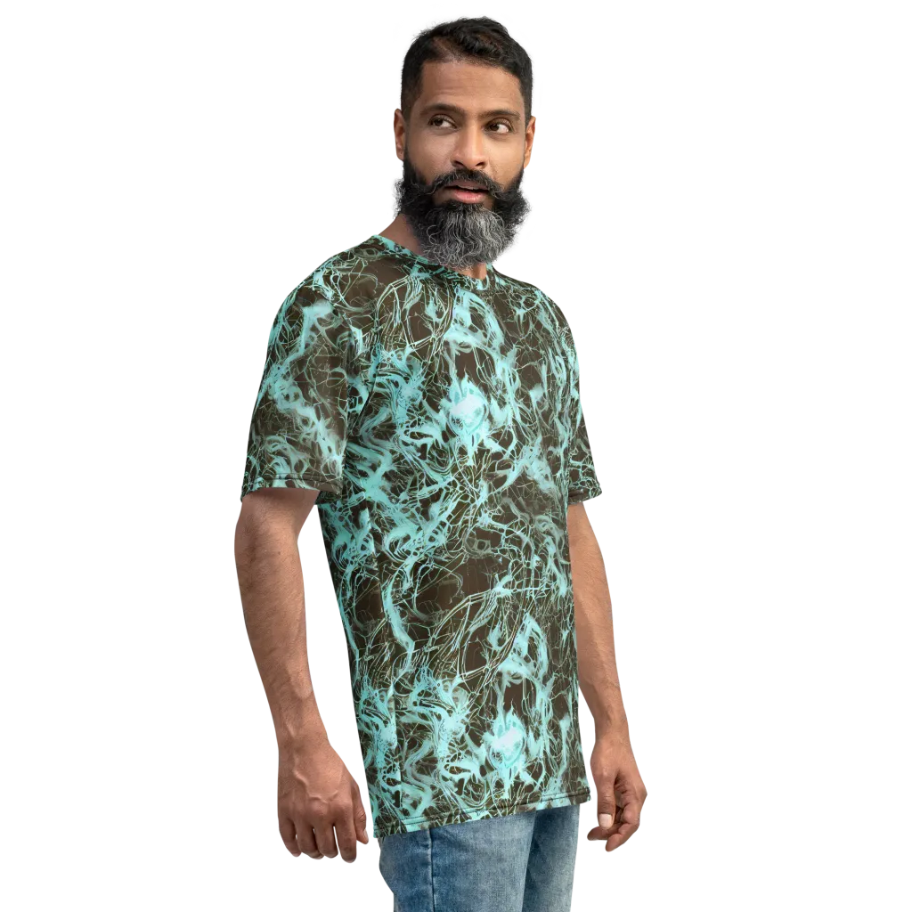 Aqua Vein on Men's Crew Neck T-Shirt — Right