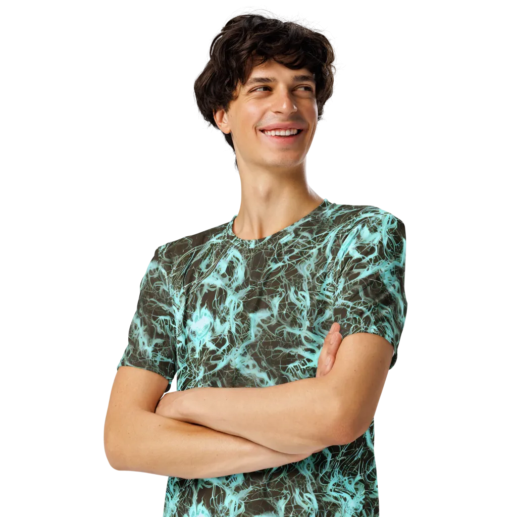 Aqua Vein on Men's Crew Neck T-Shirt — Left Front