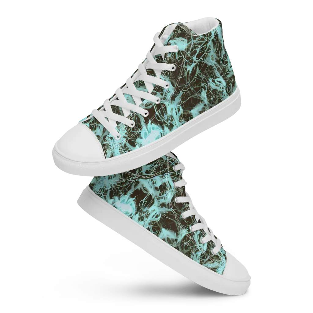 Aqua Vein on Men's High Top Canvas Shoes — Front