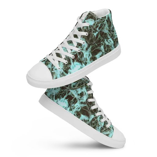 Aqua Vein on a Men's High Top Canvas Shoes