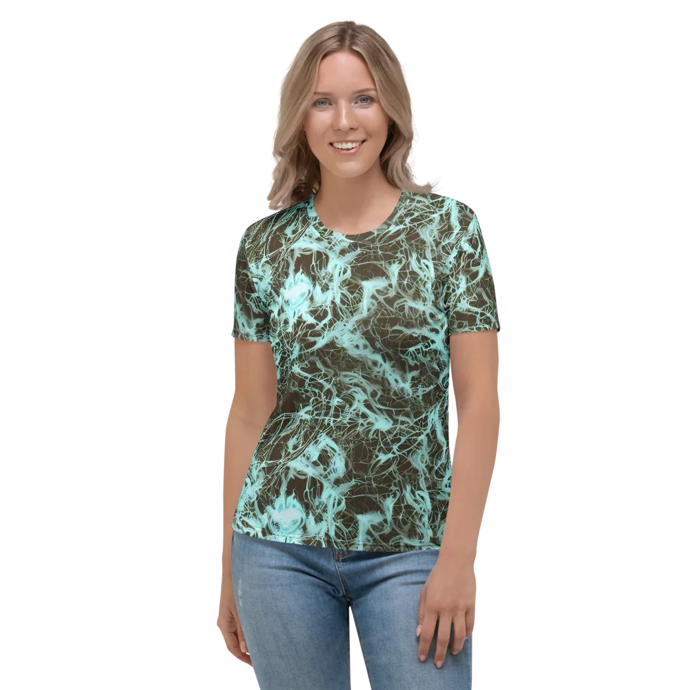 Aqua Vein on Women's Crew Neck T-Shirt — Front