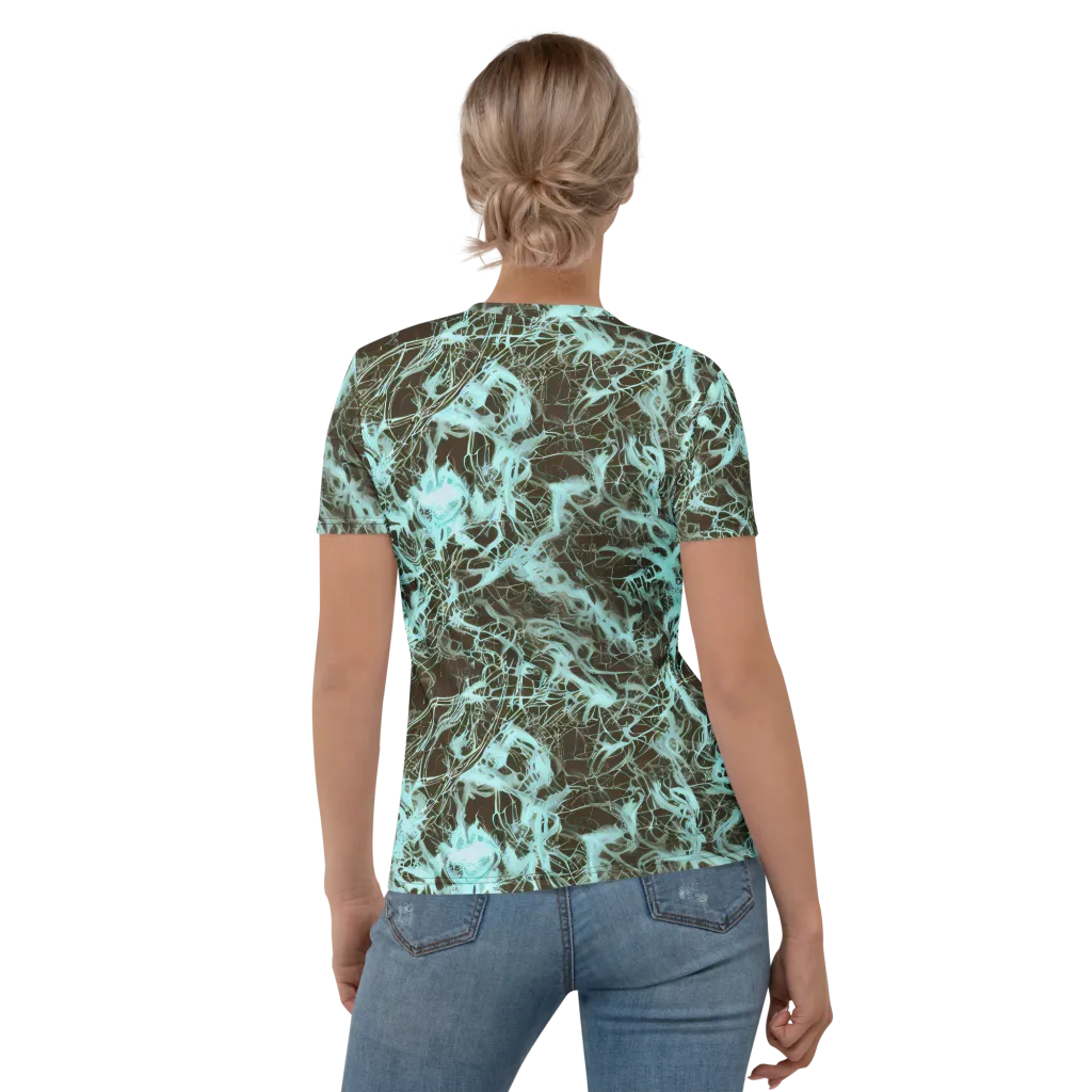 Aqua Vein on Women's Crew Neck T-Shirt — Back