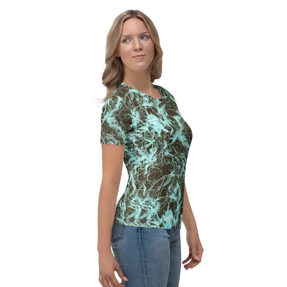 Aqua Vein on Women's Crew Neck T-Shirt — Right