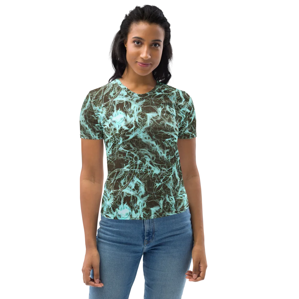Aqua Vein on Women's Crew Neck T-Shirt — Front