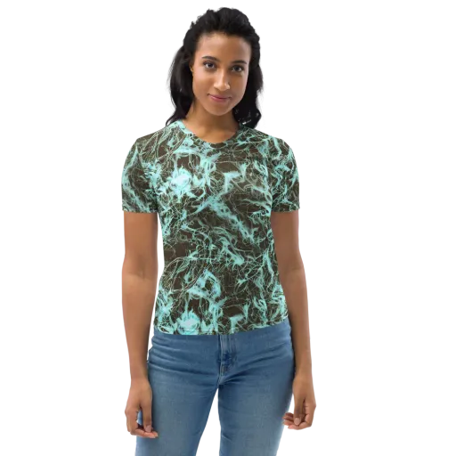 Aqua Vein on a Women's Crew Neck T-Shirt