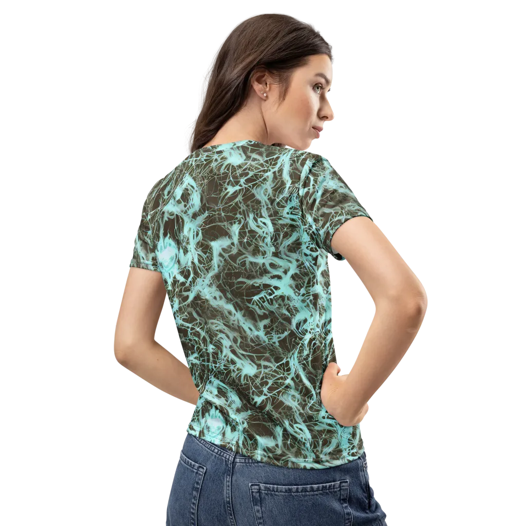 Aqua Vein on Women's Crew Neck T-Shirt — Back