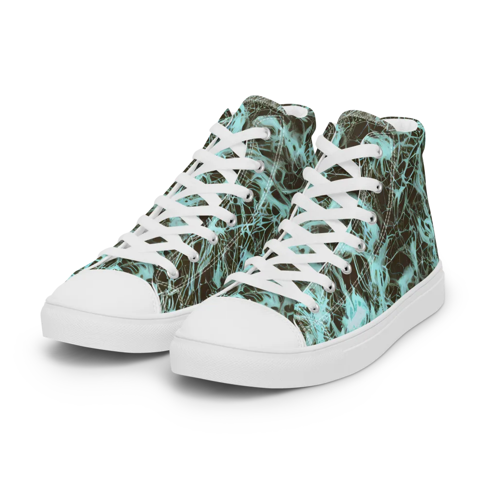 Aqua Vein on Women's High Top Canvas Shoes — Left Front