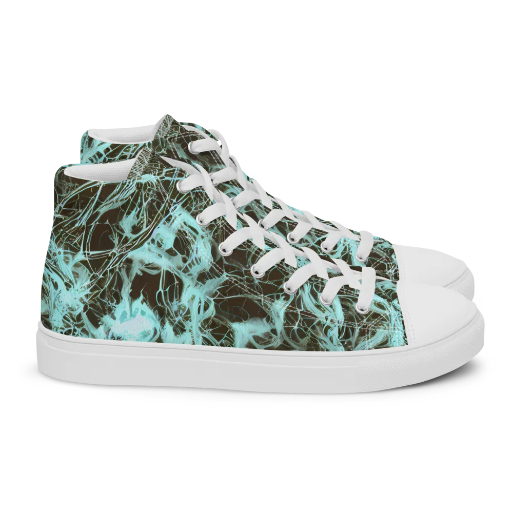 Aqua Vein on Women's High Top Canvas Shoes — Right