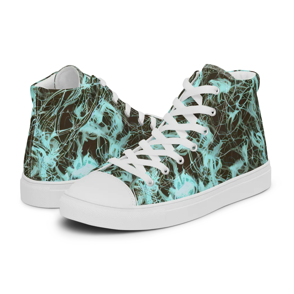 Aqua Vein on Women's High Top Canvas Shoes — Left