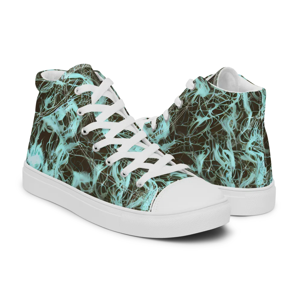 Aqua Vein on Women's High Top Canvas Shoes — Right