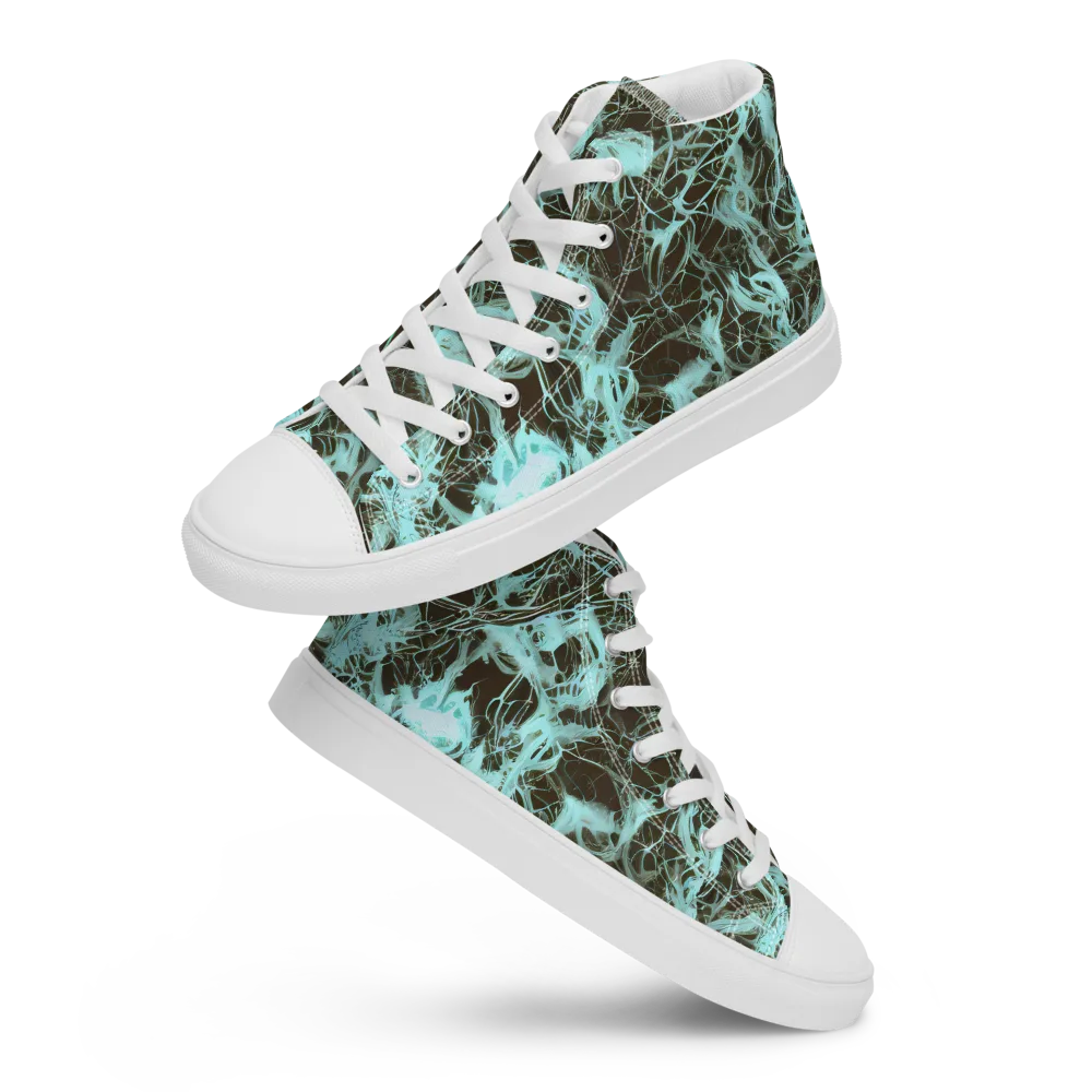Aqua Vein on Women's High Top Canvas Shoes — Front