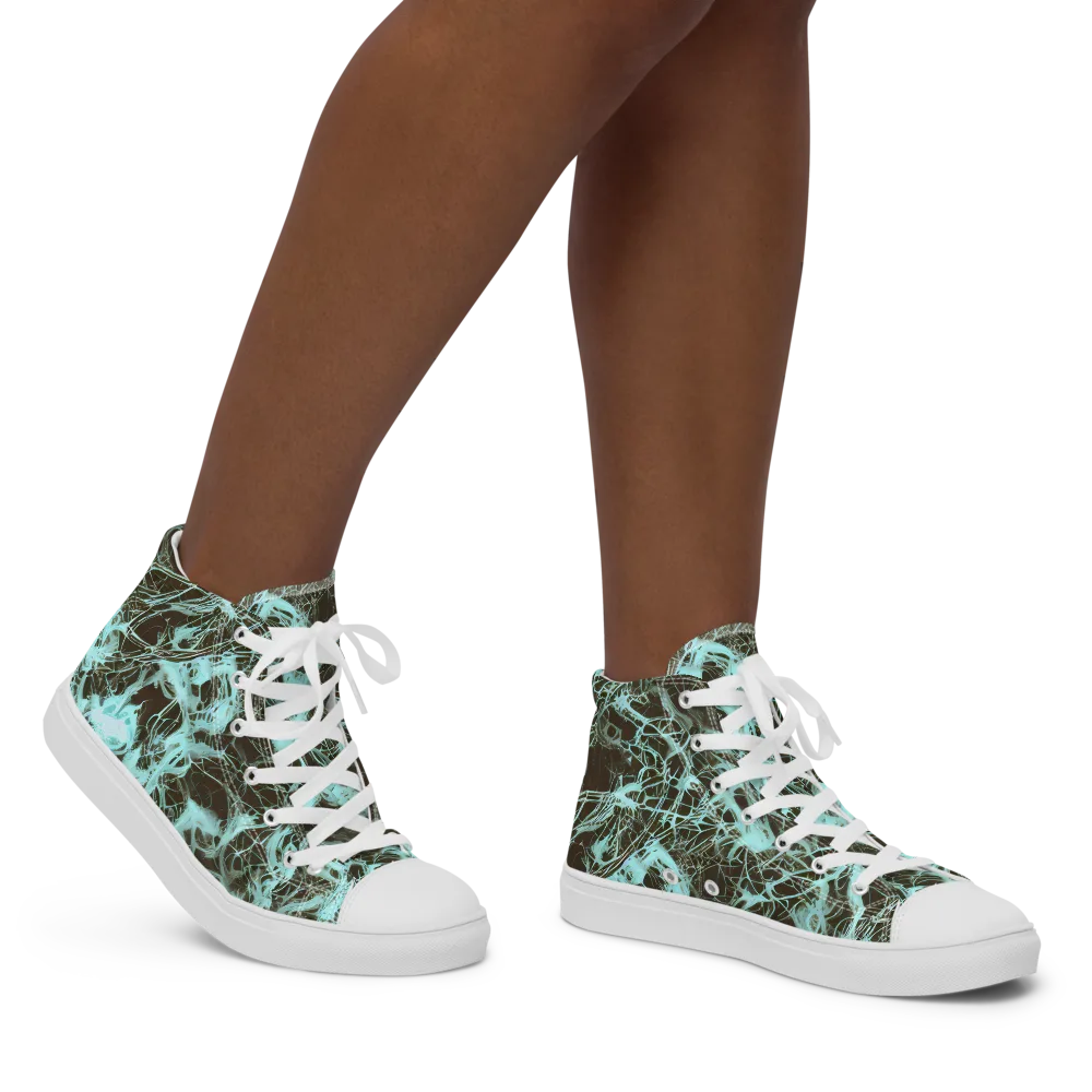 Aqua Vein on Women's High Top Canvas Shoes — Right