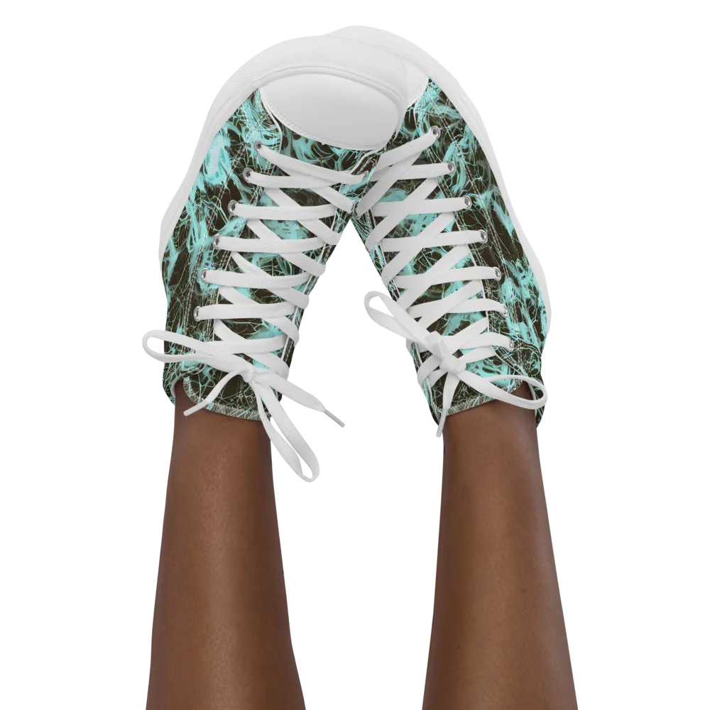 Aqua Vein on Women's High Top Canvas Shoes — Front