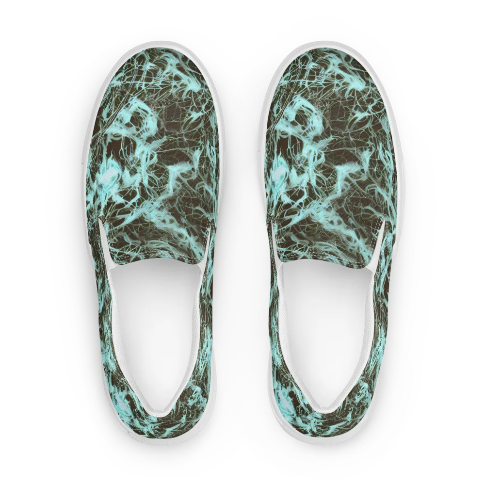 Aqua Vein on Men's Slip-On Canvas Shoes — Front