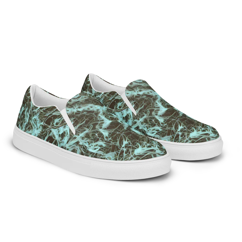Aqua Vein on Men's Slip-On Canvas Shoes — Right Front