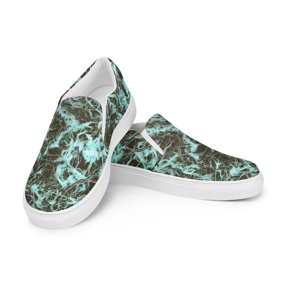 Aqua Vein on Men's Slip-On Canvas Shoes — Left Front