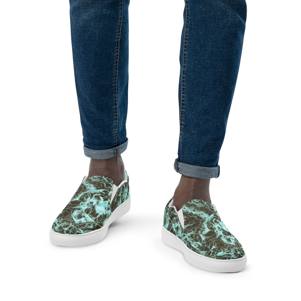 Aqua Vein on Men's Slip-On Canvas Shoes — Front