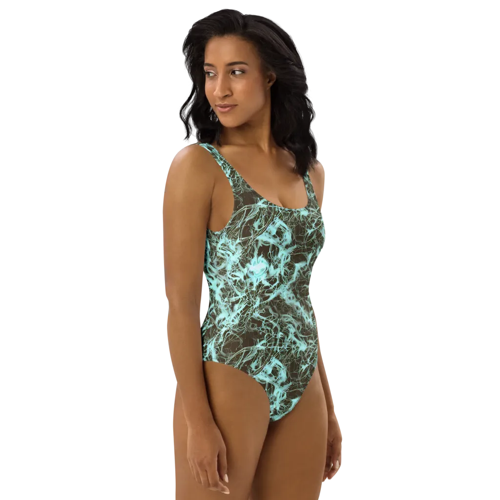 Aqua Vein on One-Piece Swimsuit — Right