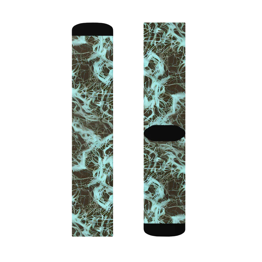 Aqua Vein on Socks — Left Sock