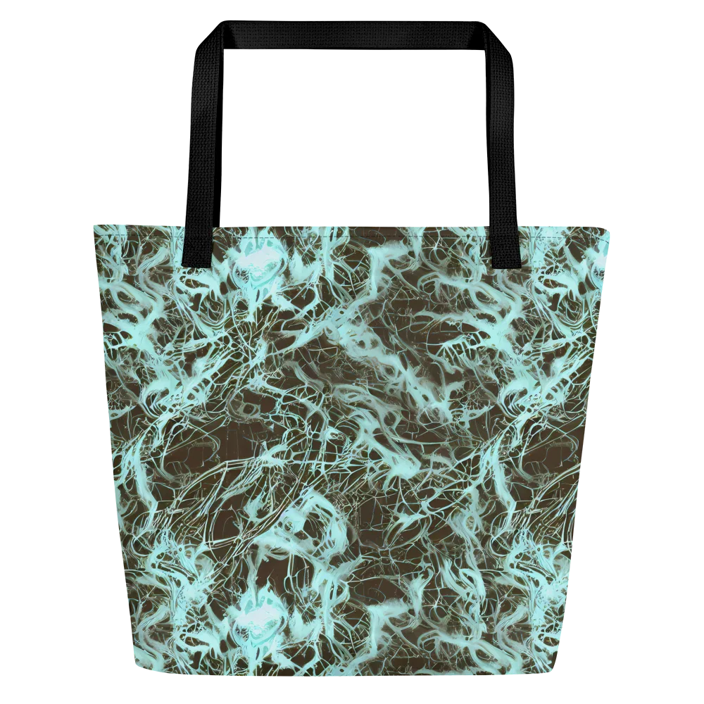 Aqua Vein on Large Tote Bag W/ Pocket — Front