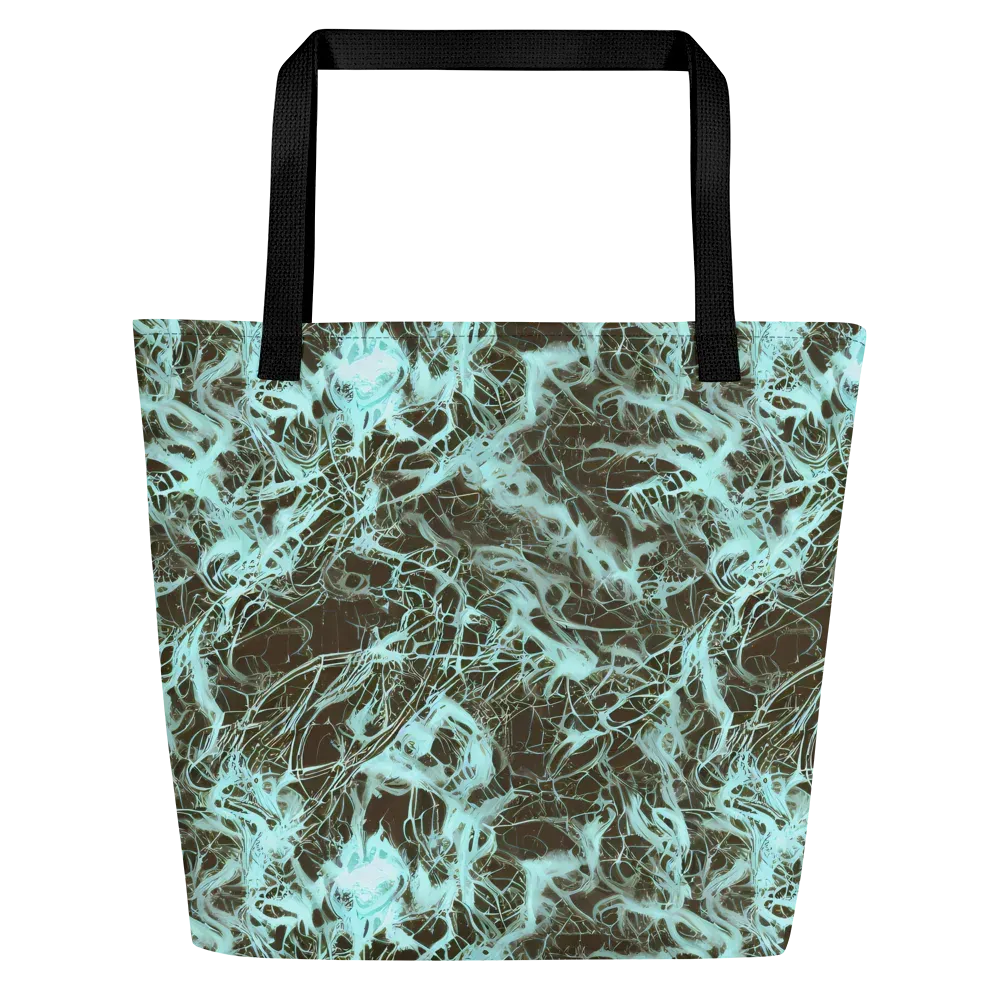Aqua Vein on Large Tote Bag W/ Pocket — Front