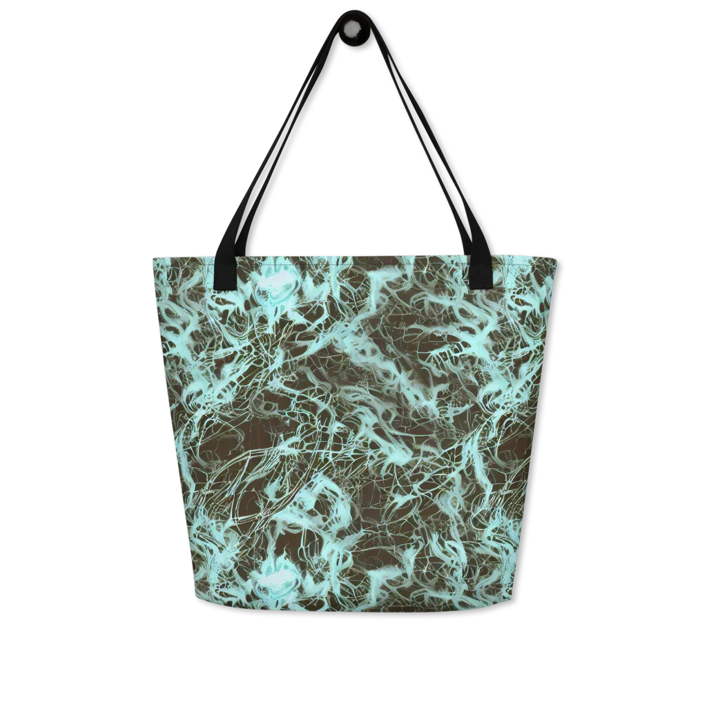 Aqua Vein on Large Tote Bag W/ Pocket — Front