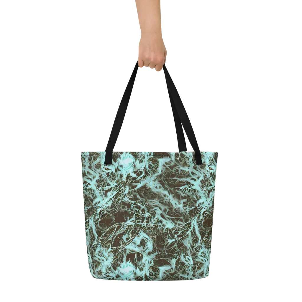 Aqua Vein on Large Tote Bag W/ Pocket — Front