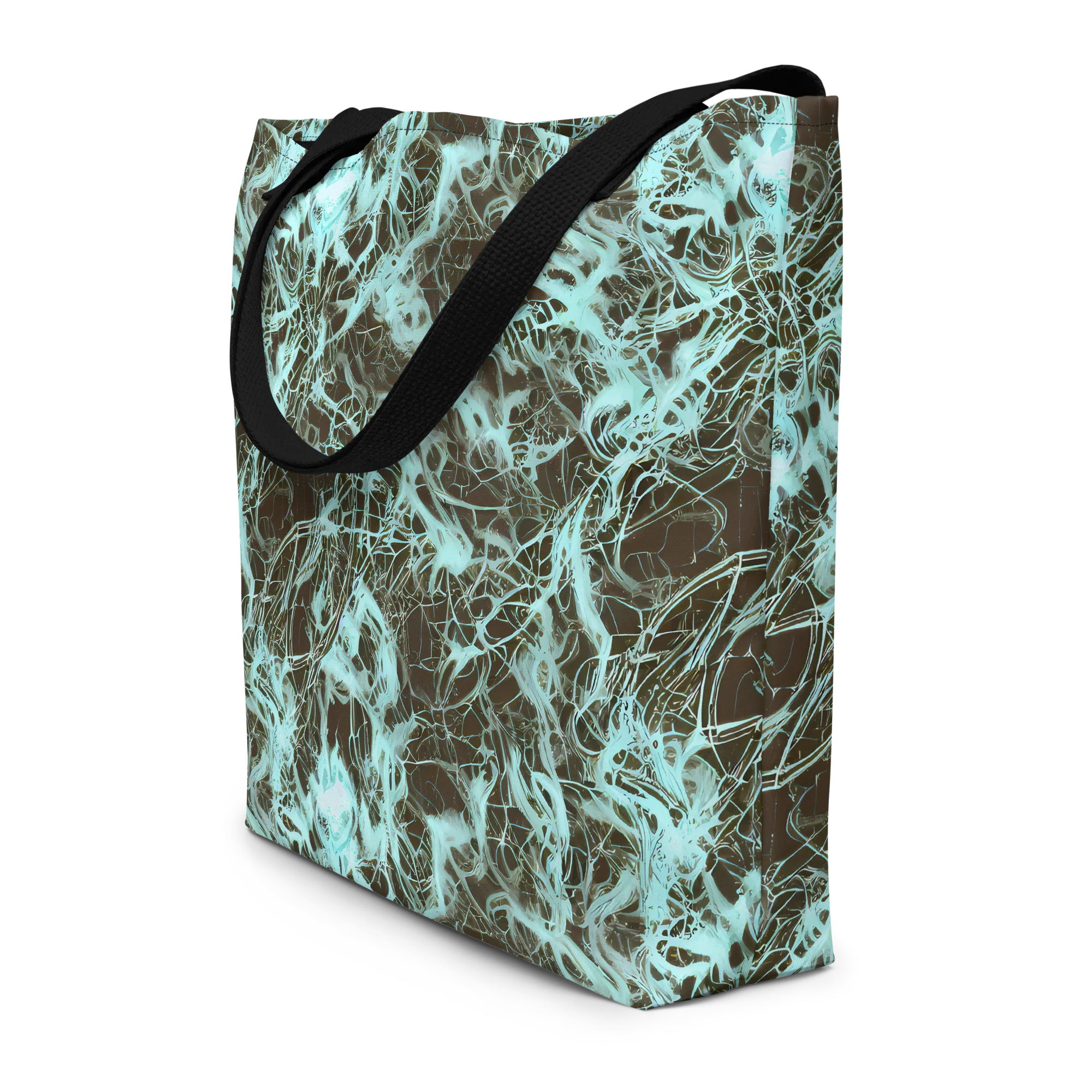 Aqua Vein on Large Tote Bag W/ Pocket — Front