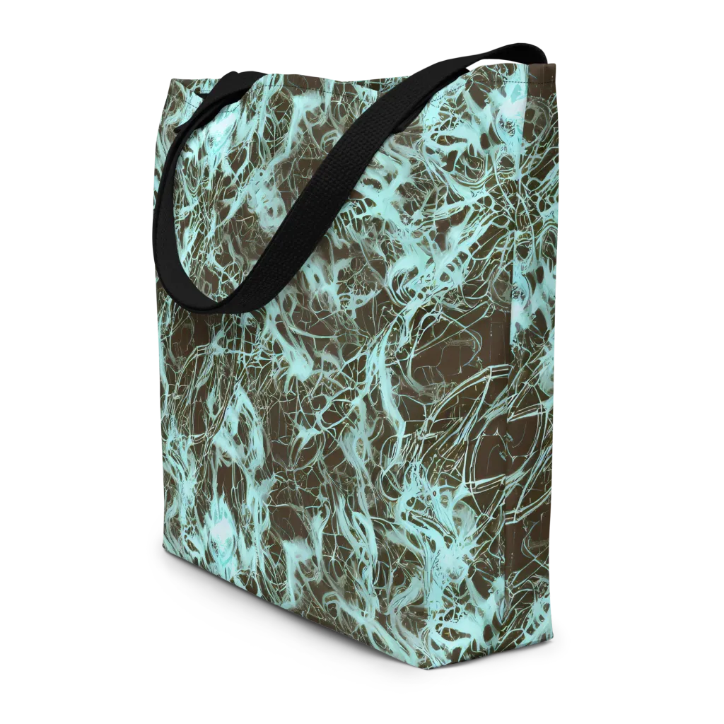 Aqua Vein on Large Tote Bag W/ Pocket — Front