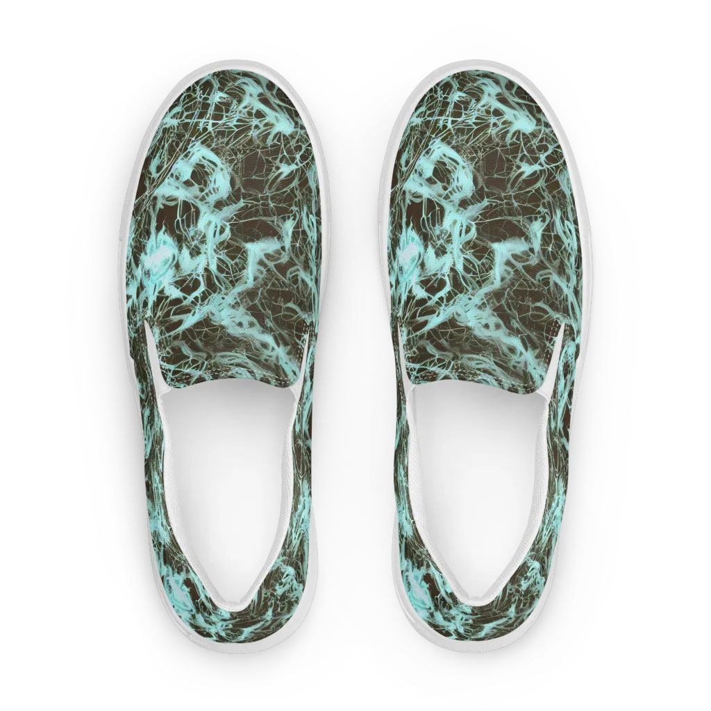 Aqua Vein on Women's Slip-On Canvas Shoes — Front